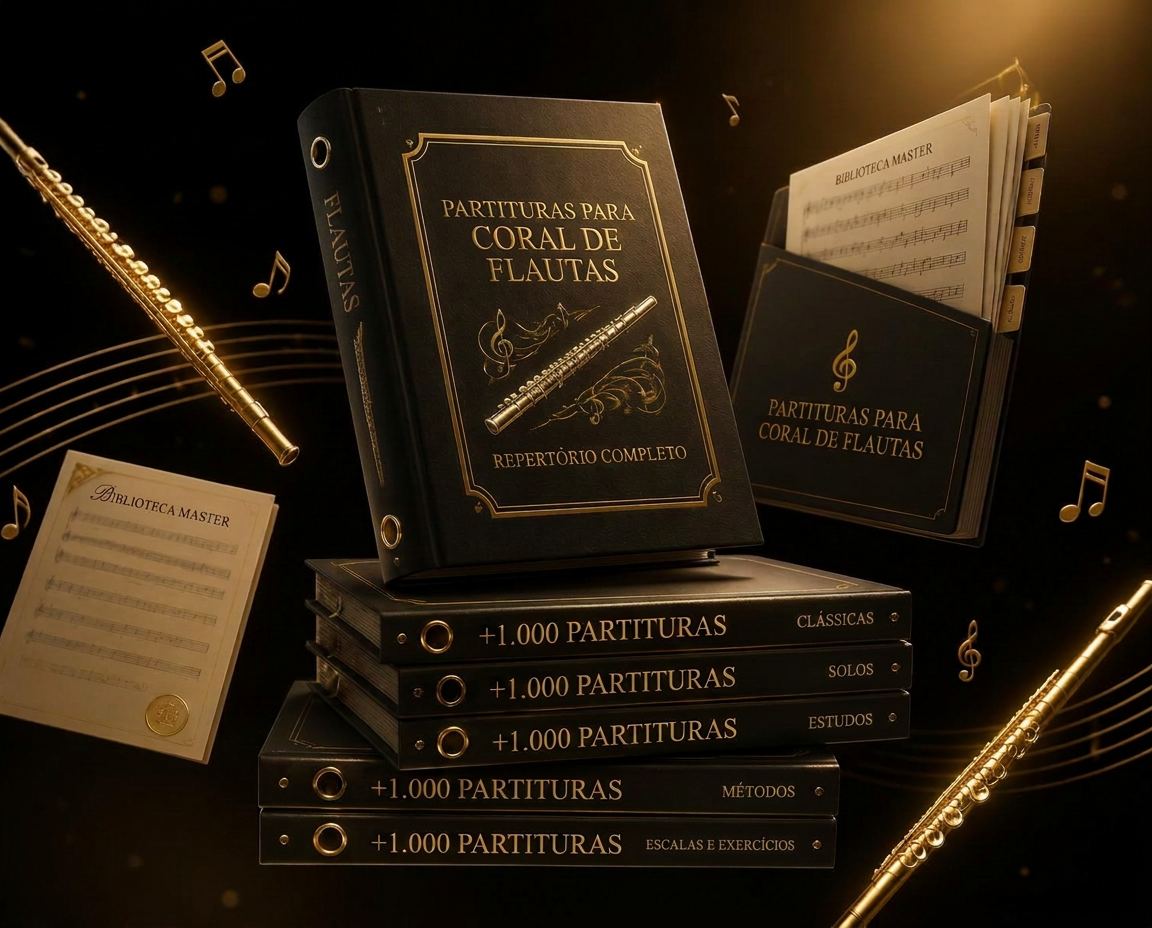 Coleção premium de pastas e partituras para coral de flautas